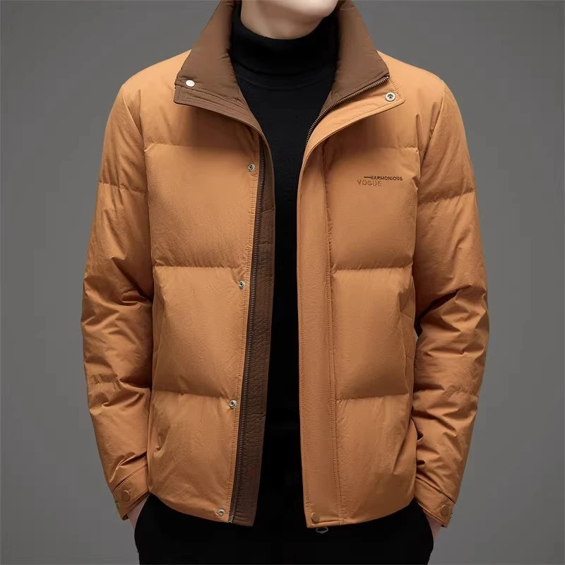 立领厚款保暖外套男士轻薄免洗潮流时尚青年修身新款冬季羽绒外套