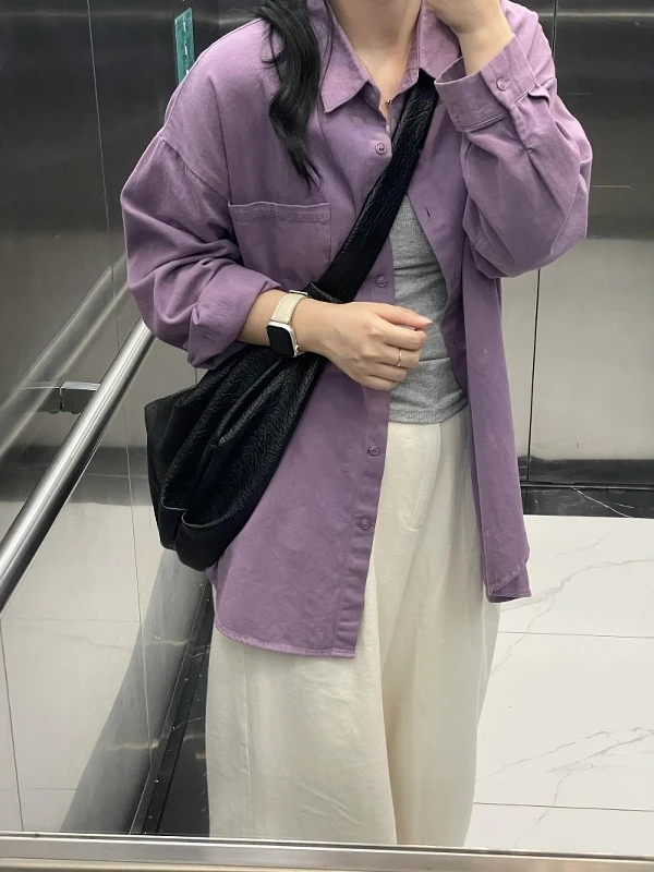 大码女装高级感休闲长袖衬衫秋季胖MM显瘦宽松开衫上衣百搭小外套