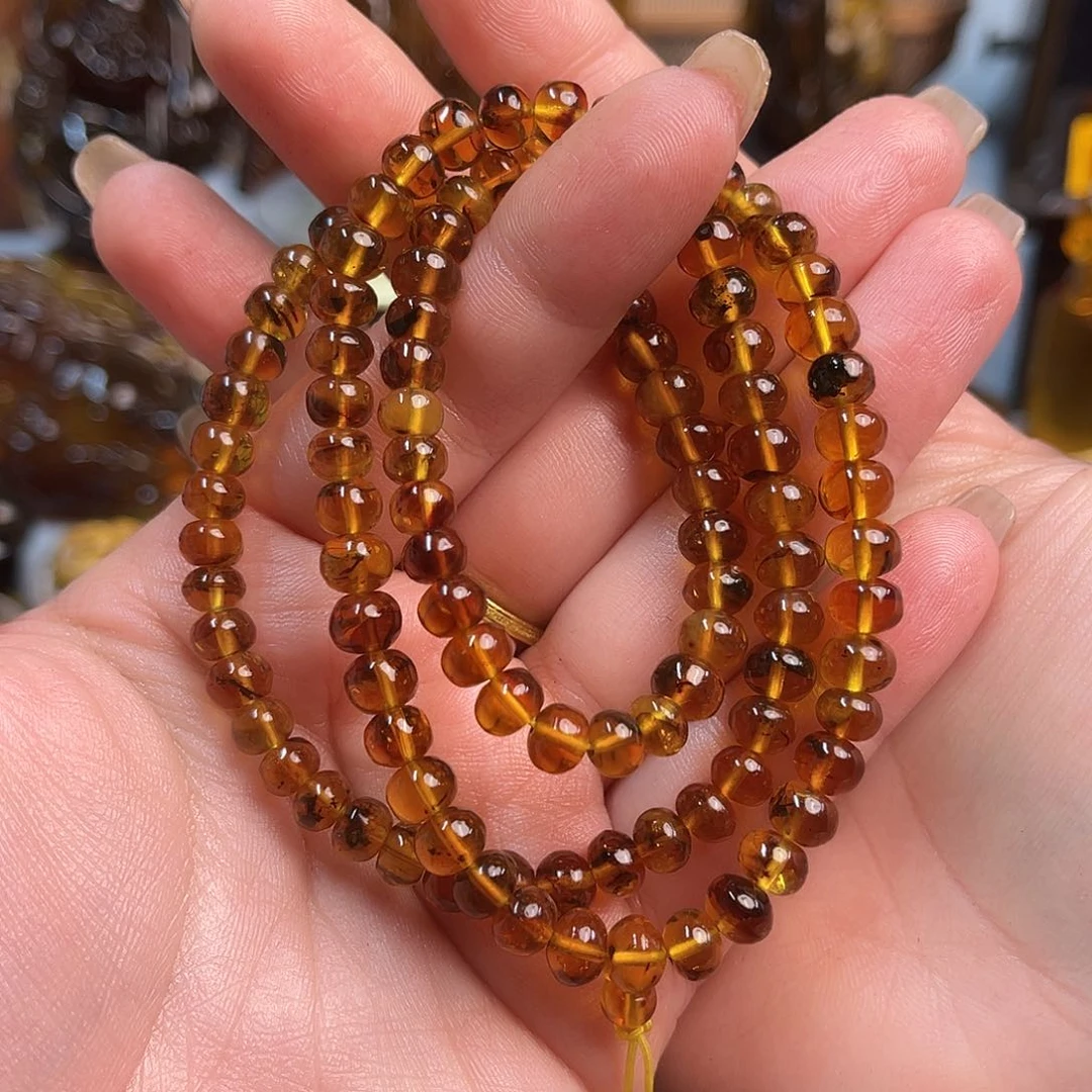 琥珀手链未镶嵌抚顺琥珀6m金珀108