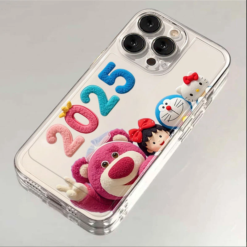 平面2025草莓熊适用iphone16/15promax手机壳苹果13/12透明14卡通