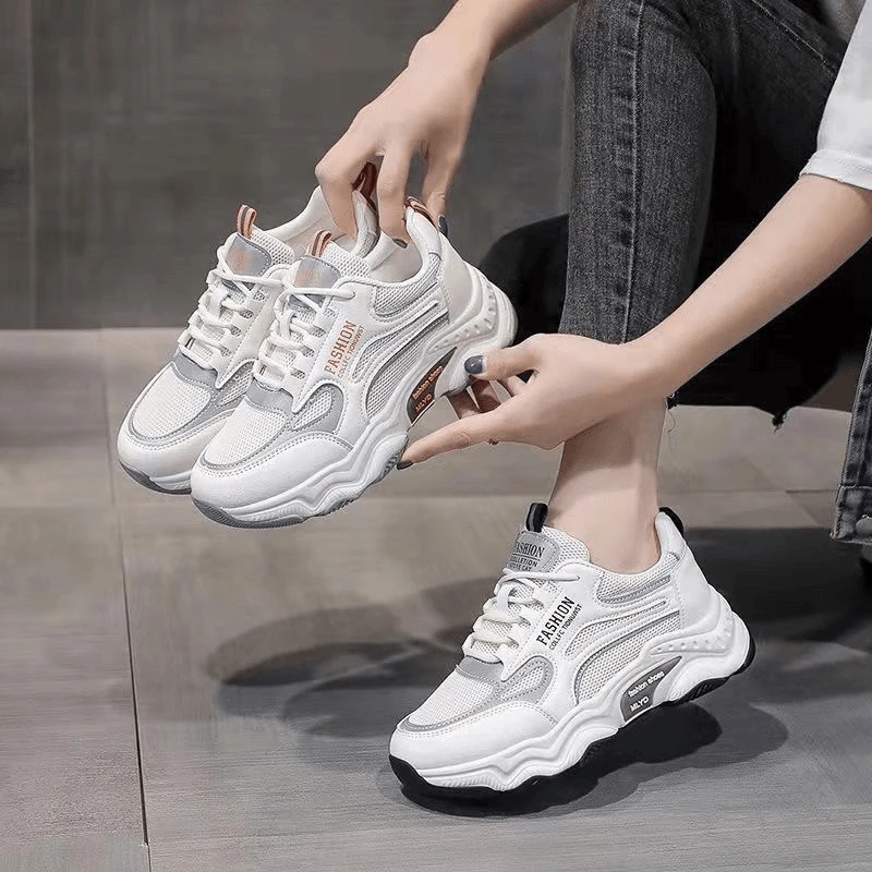 真软皮2025春季新款老爹鞋超轻运动休闲女鞋软底防滑透气跑步鞋女