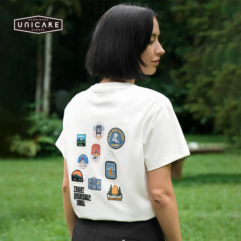 UNICARE印花春夏短袖女圆领T恤户外复古运动休闲上衣时尚百搭透气