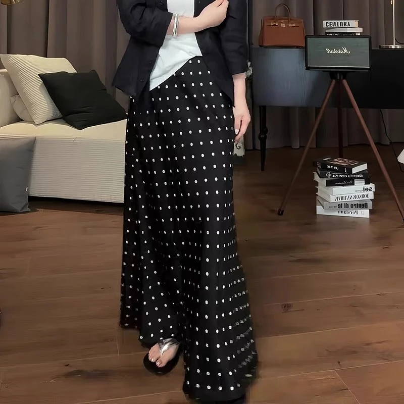 波点裙醋酸缎显瘦休闲女装半身裙显瘦半身裙