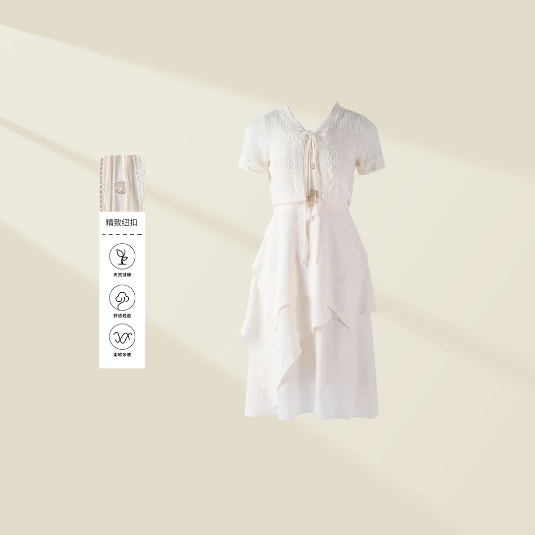 【龙哥专属】D5326073A 夏季短袖时尚洋气连衣裙＋披肩套装