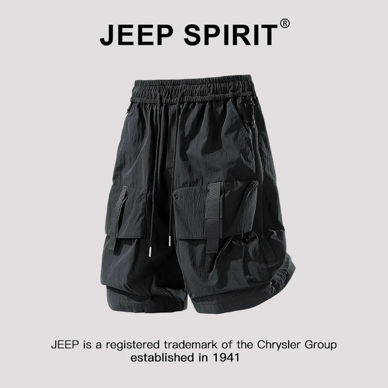 JEEP吉普速干工装机能短裤男夏季新款潮流冰丝休闲运动宽松五分裤