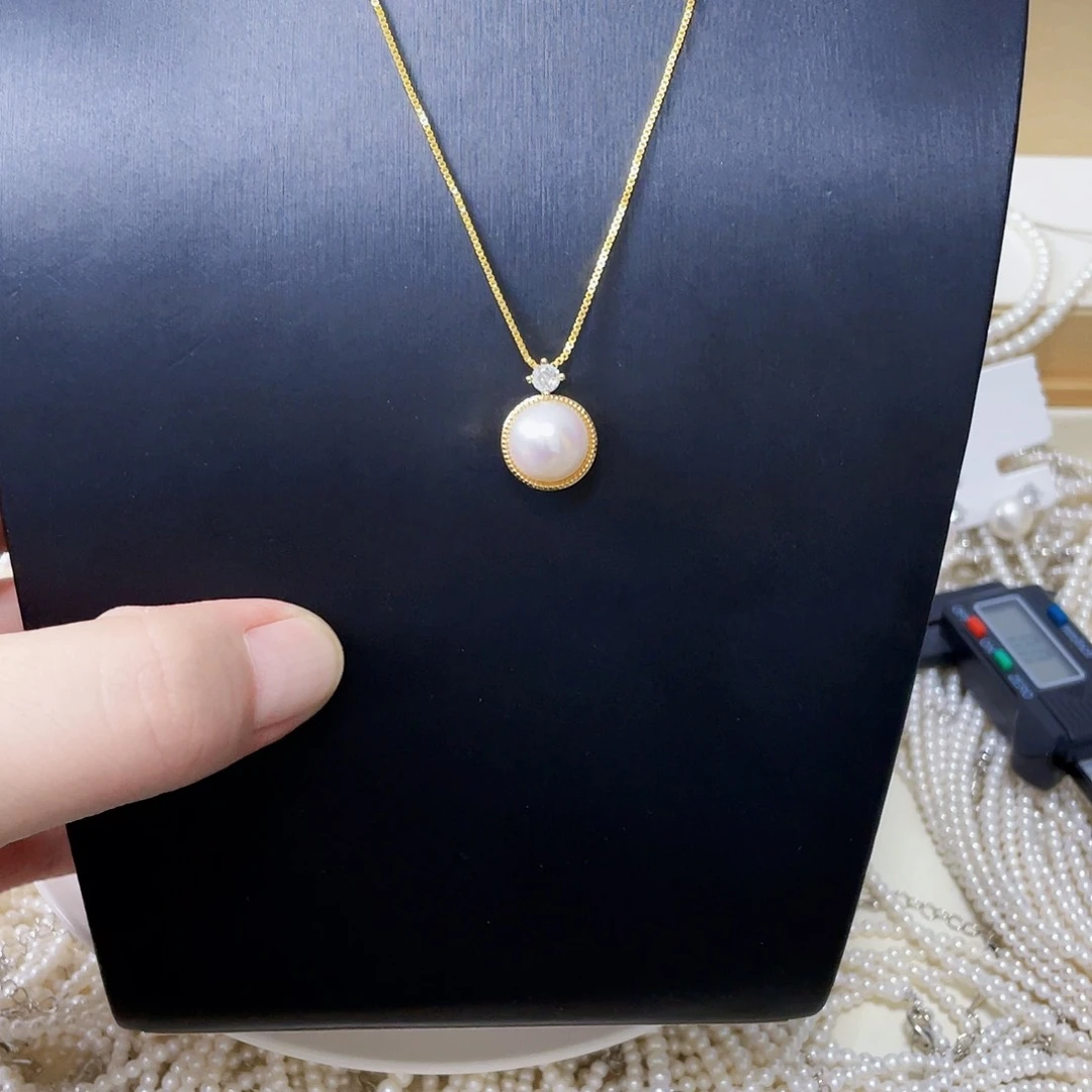 A***b淡水珍珠银S925镶嵌吊坠(赠链)8065