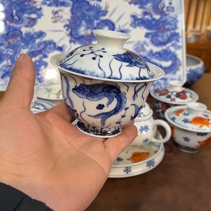 錡镇堂手工手绘盖碗