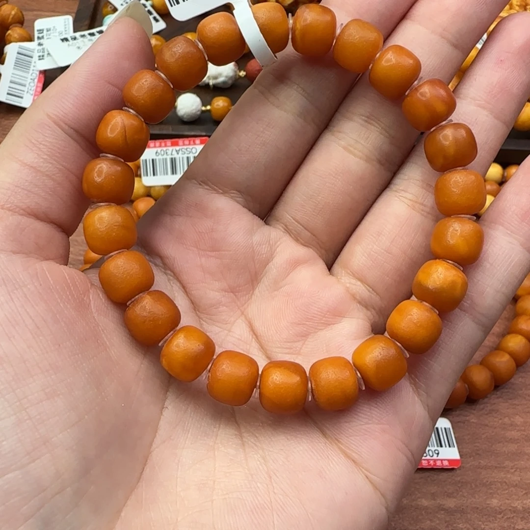 琥珀未镶嵌手链蜜蜡手串8m