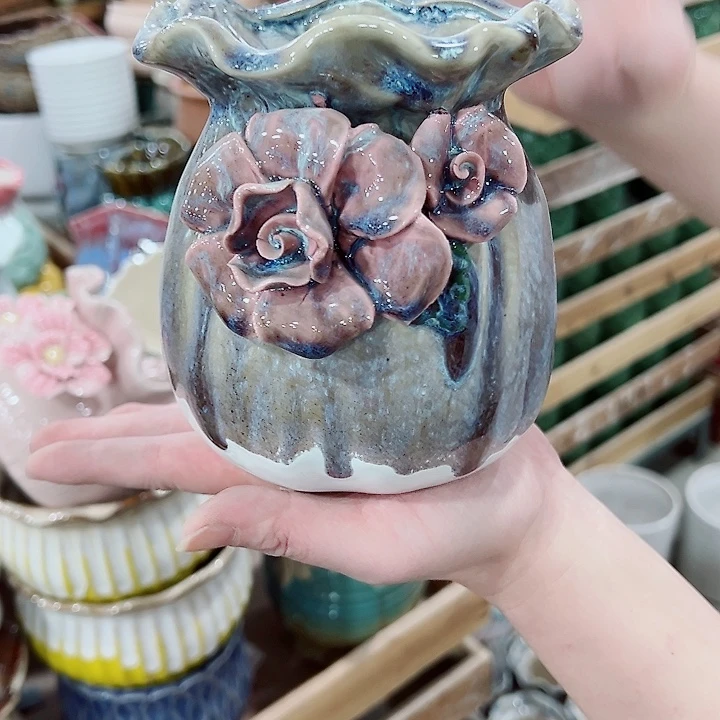 有孔，凑单福利满10元发货陶瓷多肉花盆！