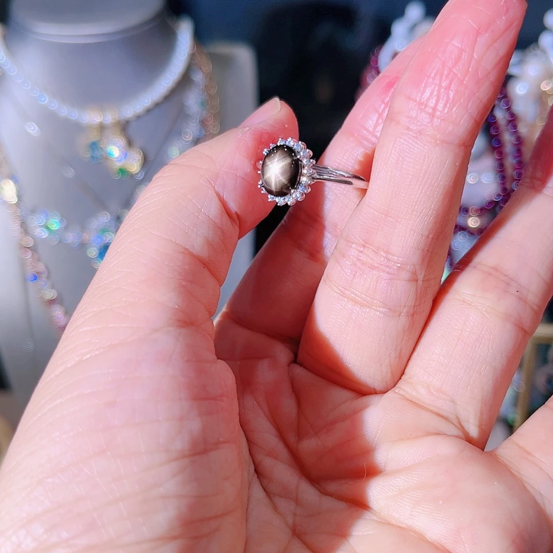 蓝宝石戒指银S925镶嵌