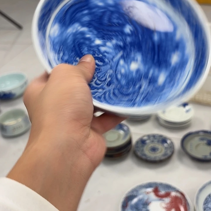 瓷片墨龙吸水大胡乘景德镇