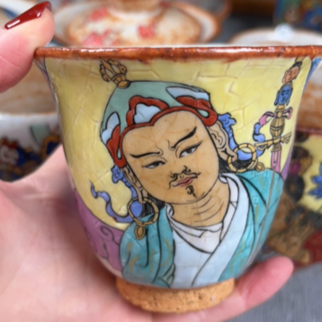 景德镇手绘莲花生大师杯子匣钵泥