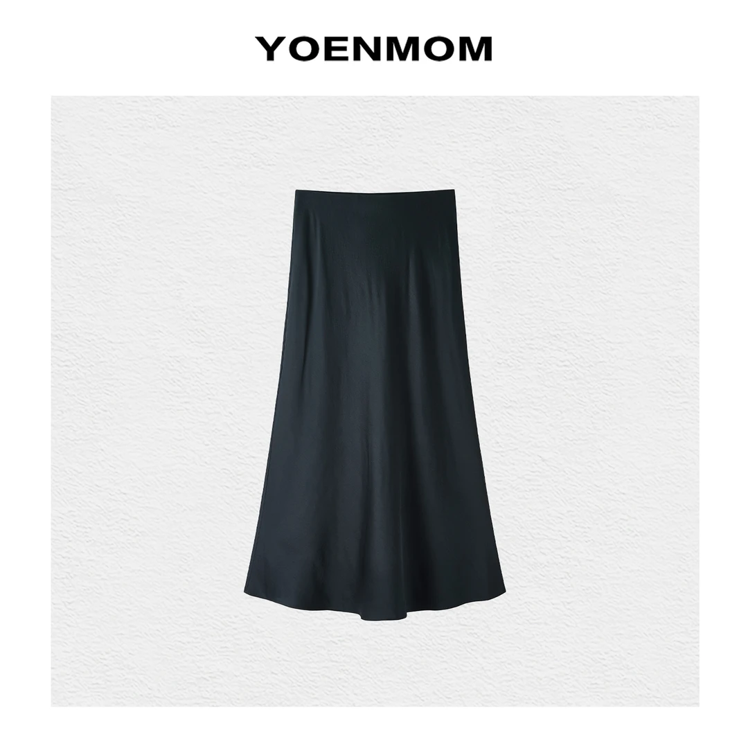 YOENMOM·优雅弧度2025早春新品 立体斜裁丝滑垂顺气质百搭鱼尾裙
