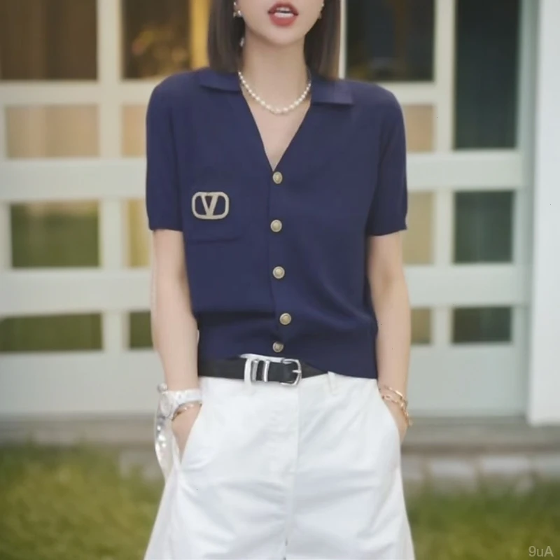 法式小香风Polo领针织背心女2025夏季新款高级感气质冰丝别致上衣