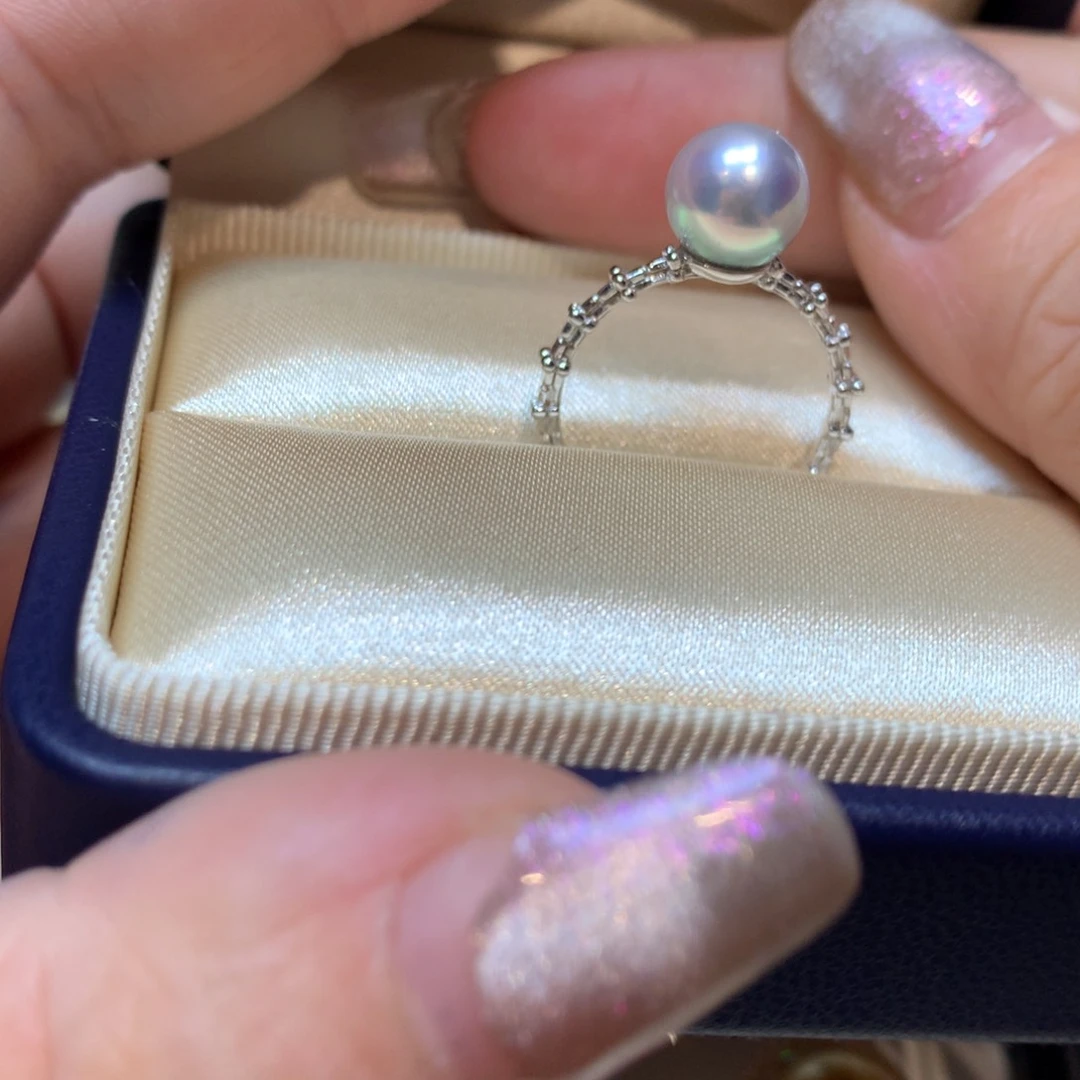 海水珍珠戒指银S925镶嵌