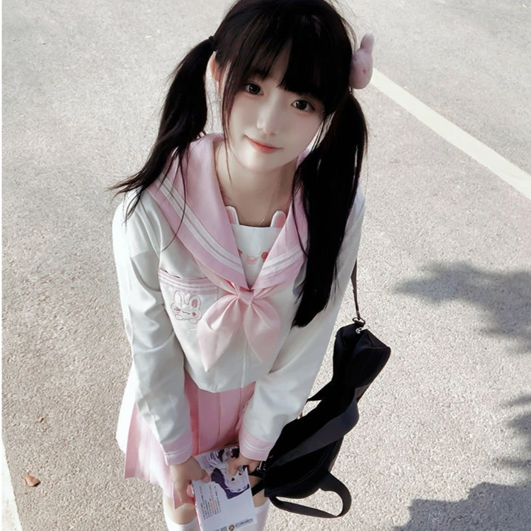 甜嗑原创欧咪兔正版萌款幼稚园jk制服学院可爱甜美水手服长袖套装