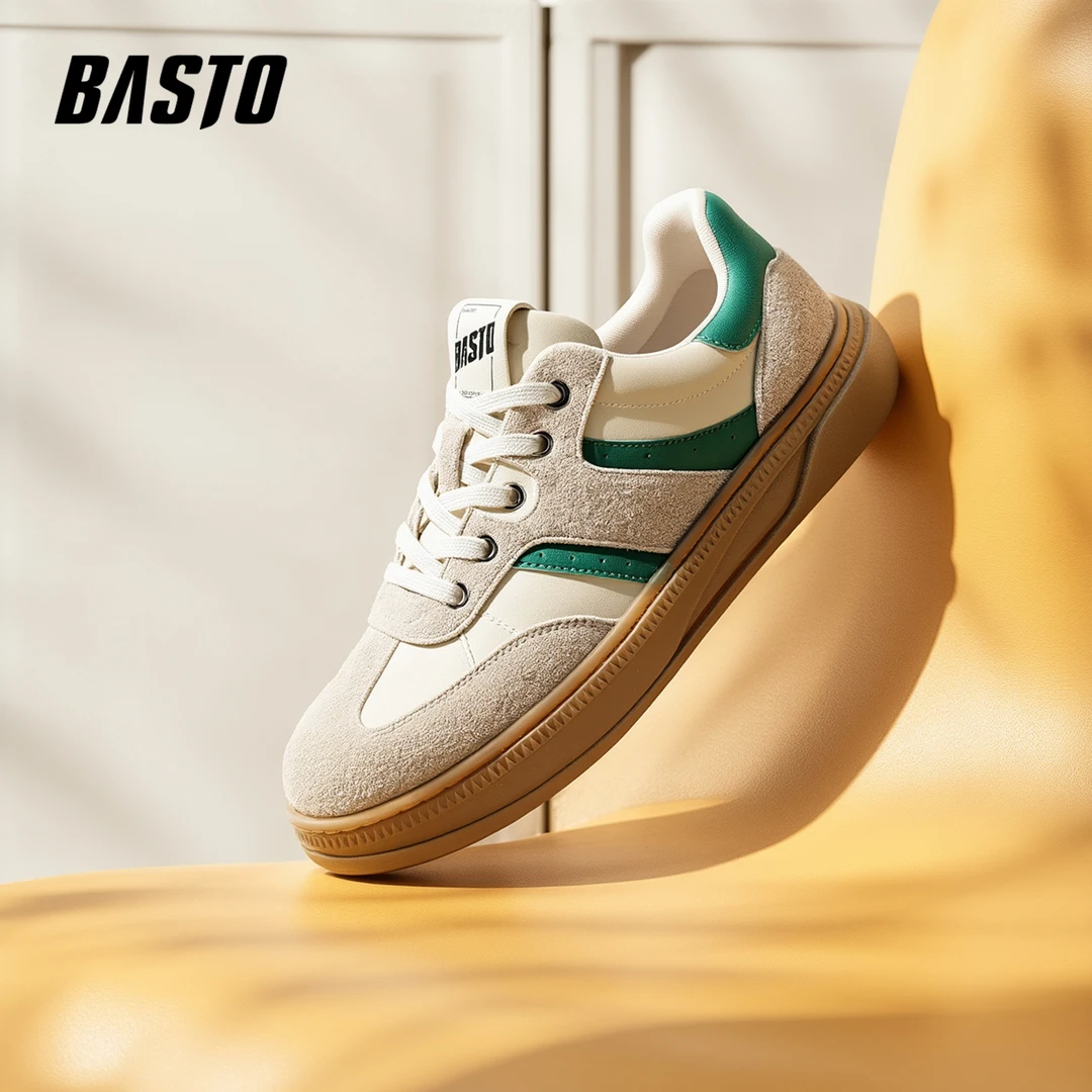 百思图休闲风素面增高时尚休闲鞋厚底秋冬季圆头阿甘鞋潮流系带