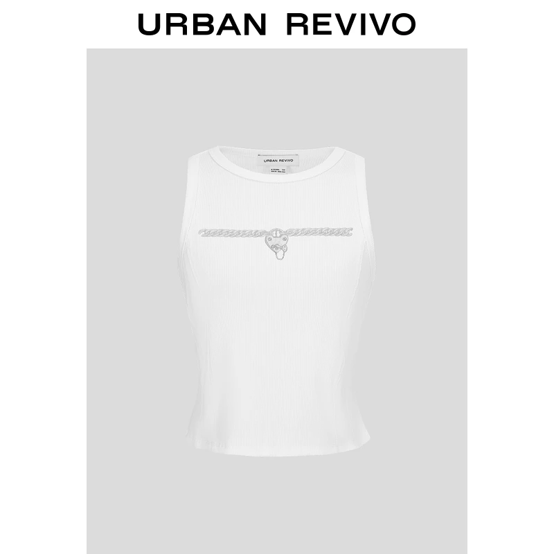 UR2025夏季新款女装时尚休闲撞色印花修身圆领背心UID450013