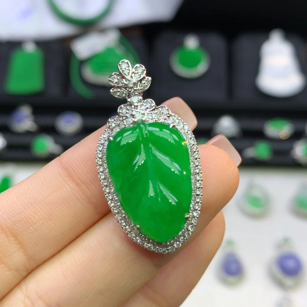 翡翠18K金镶嵌吊坠(不含链)