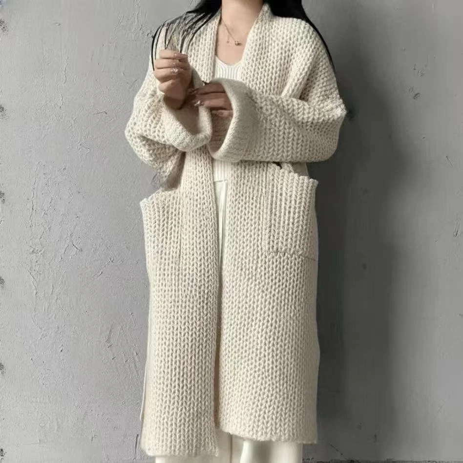 【出行必备】20281百分百山羊绒手工棒针羊绒大衣