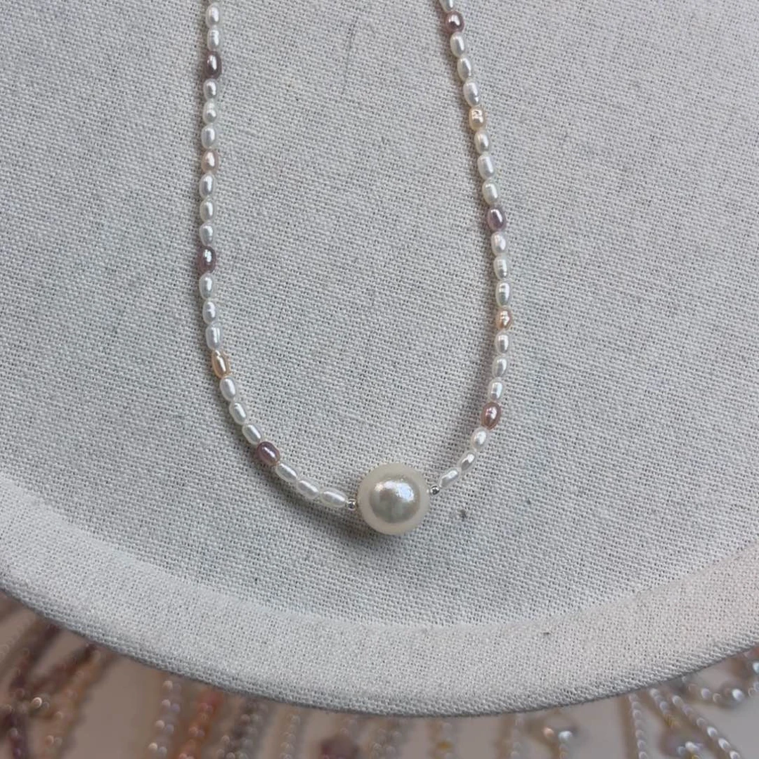 淡水珍珠项链银S925镶嵌