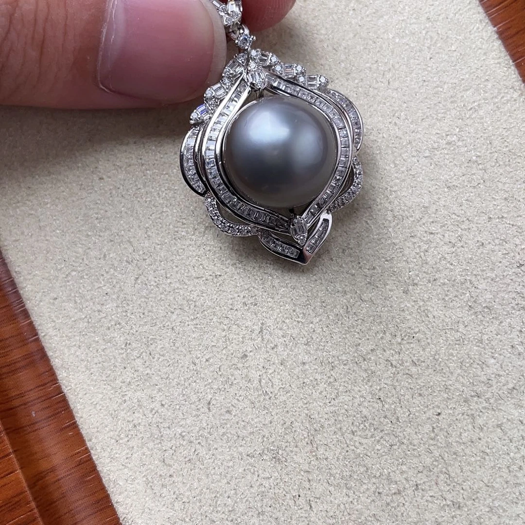 海水珍珠吊坠(不含链)银S925镶嵌