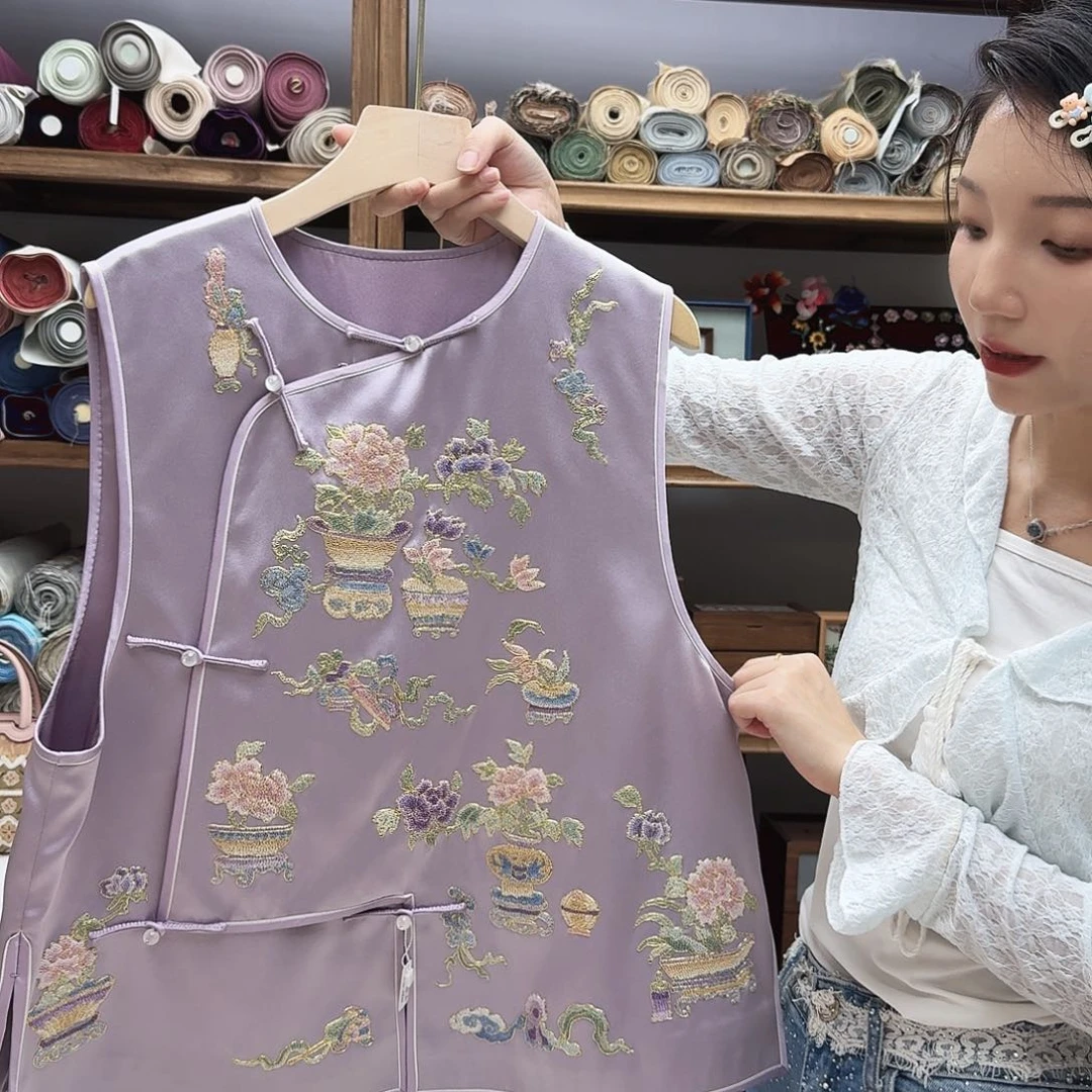 7号苏绣真丝手工马甲