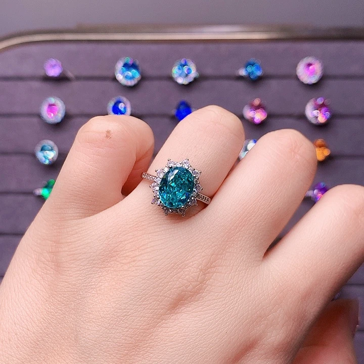 碧玺戒指银S925镶嵌帕拉伊巴