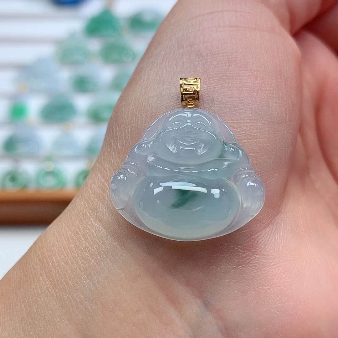 翡翠18K金镶嵌吊坠(赠链)22.2-25.5-6.2