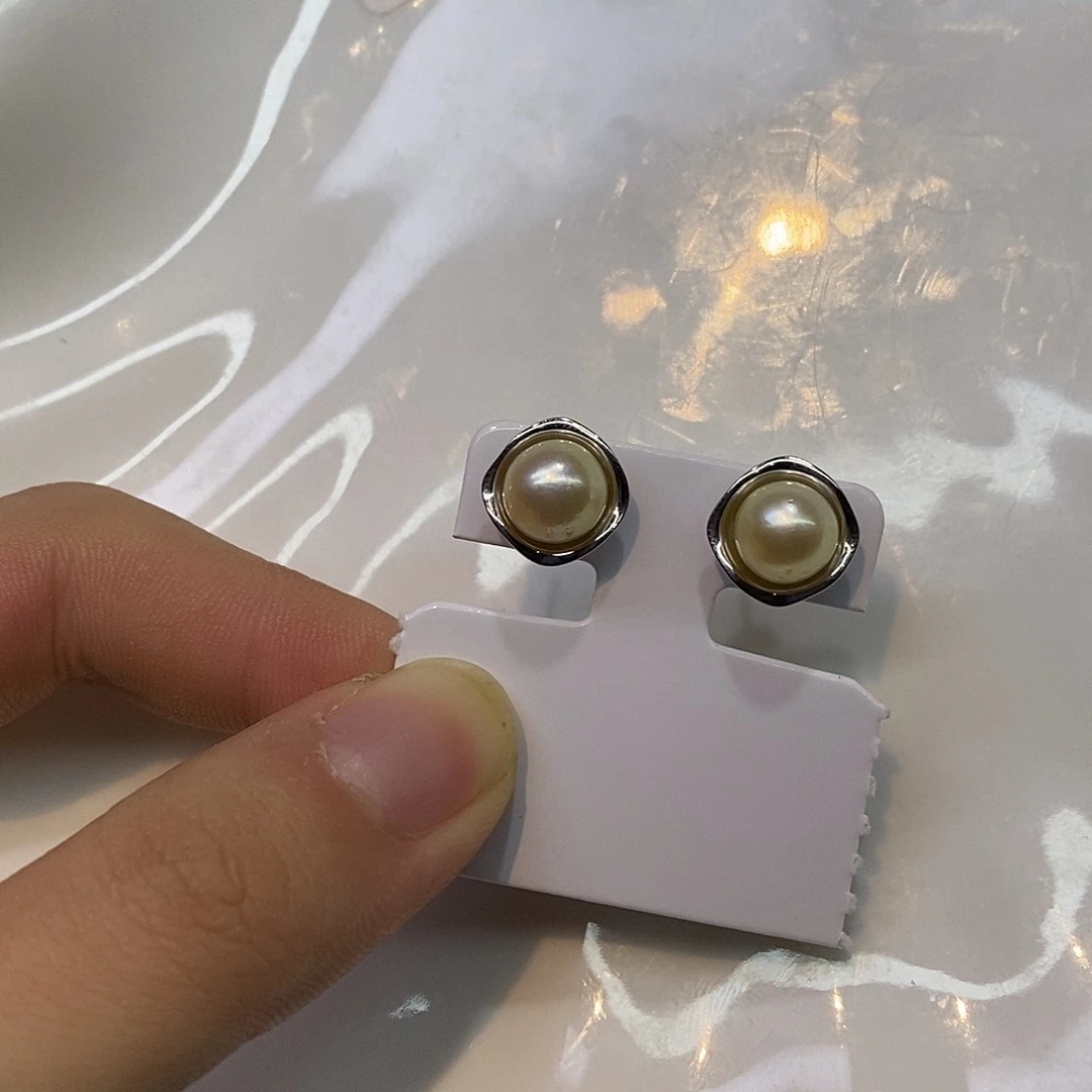 耳饰银S925镶嵌海水珍珠