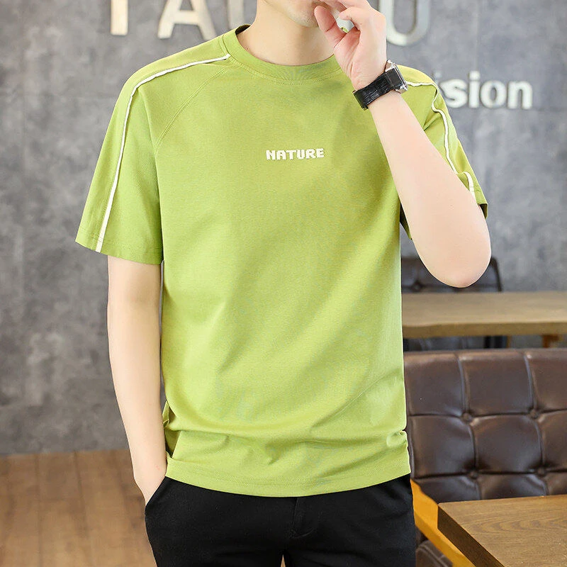男士圆领宽松短袖t恤2025夏季新款青年百搭休闲潮流薄款短袖56195
