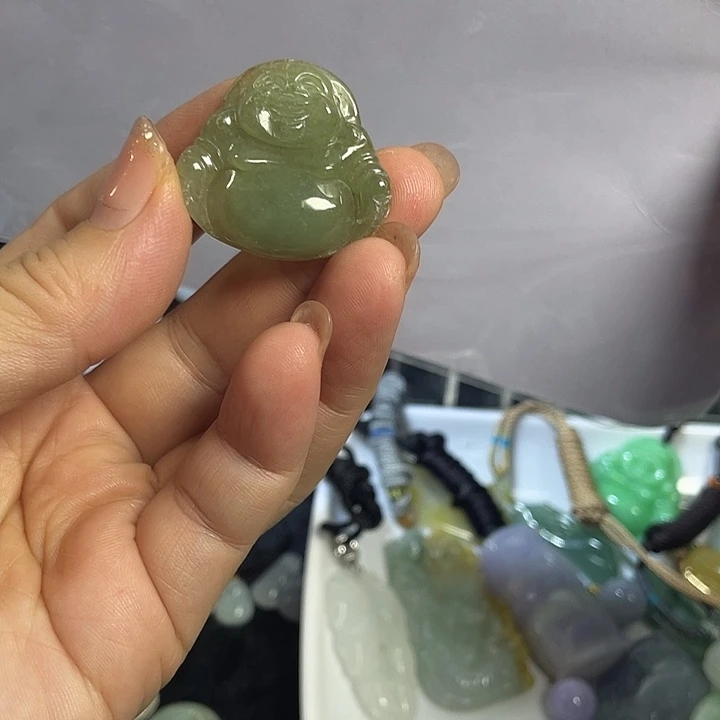 颈饰未镶嵌翡翠油清弥勒佛吊坠