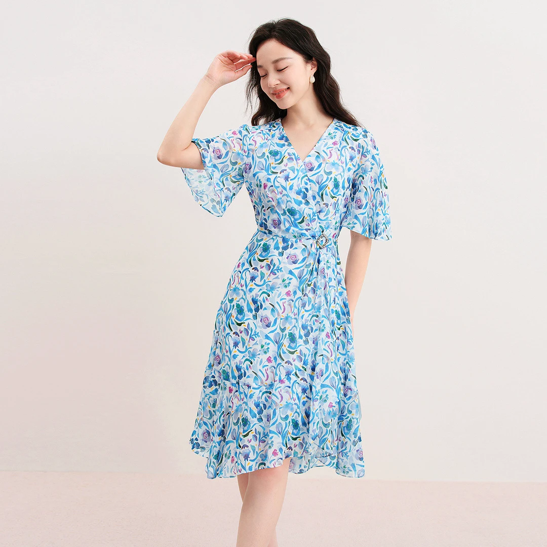 【冬姐精选】珂莱蒂尔 2025夏季茶歇法式连衣裙碎花连衣裙KF10428V0