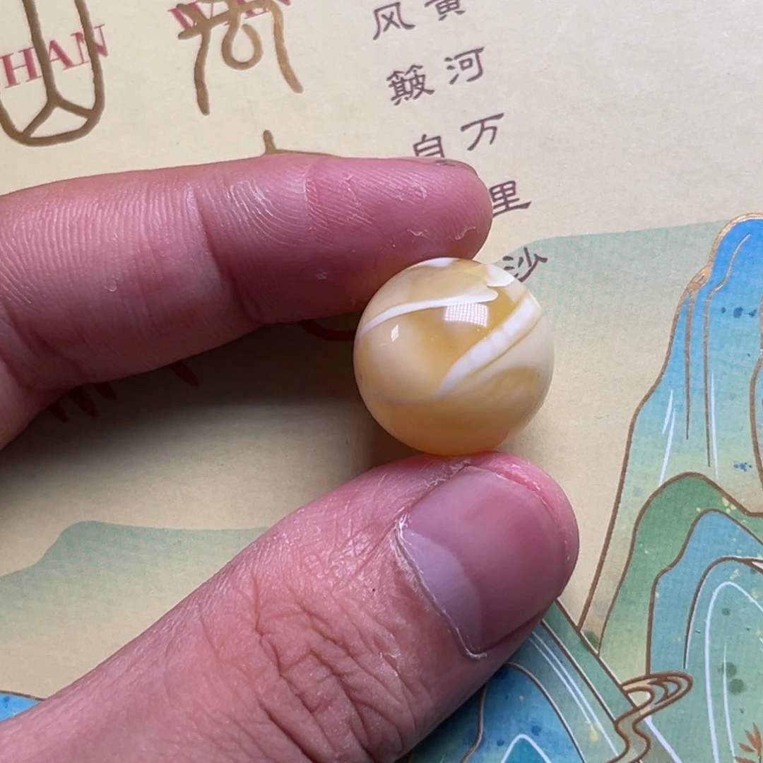 琥珀未镶嵌裸石蜜蜡俄白圆珠18毫米