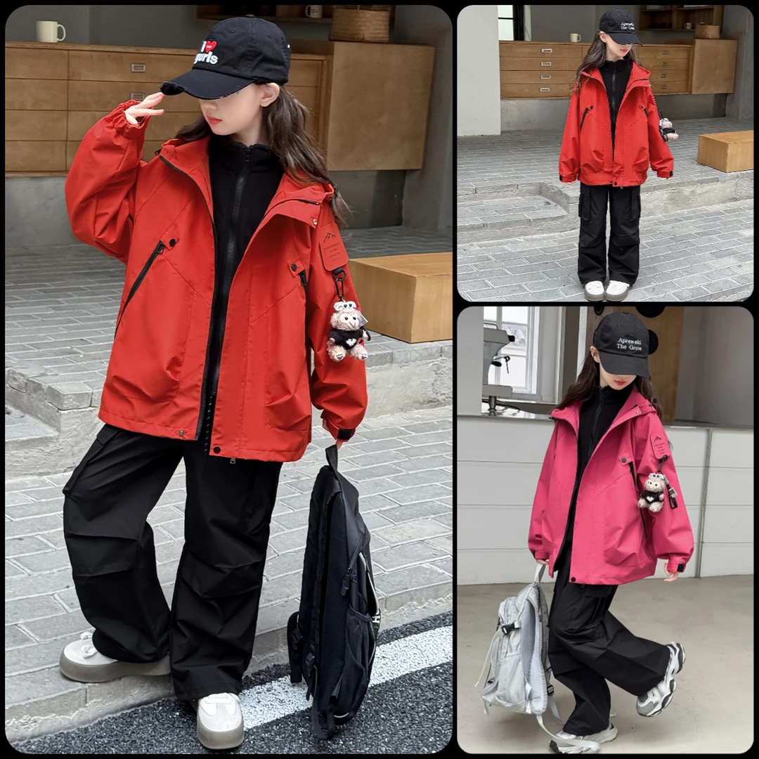 女童冲锋衣外套秋冬2025新款洋气中大童6-12岁女孩秋装防风外套