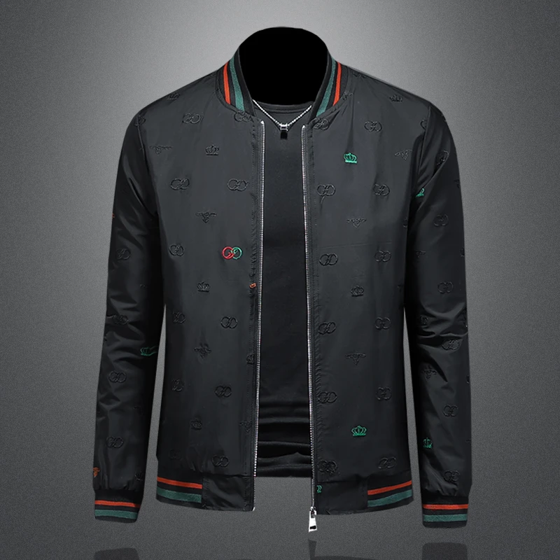 佩托本那欧货刺绣夹克男春秋新款欧洲站轻奢时尚百搭修身外套男