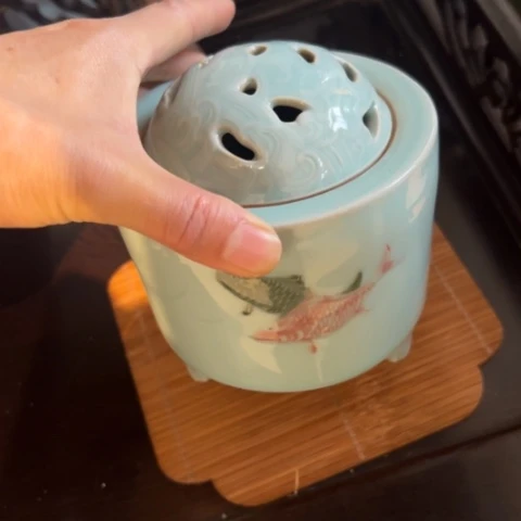 蜜安罐瓷香炉锡茶则
