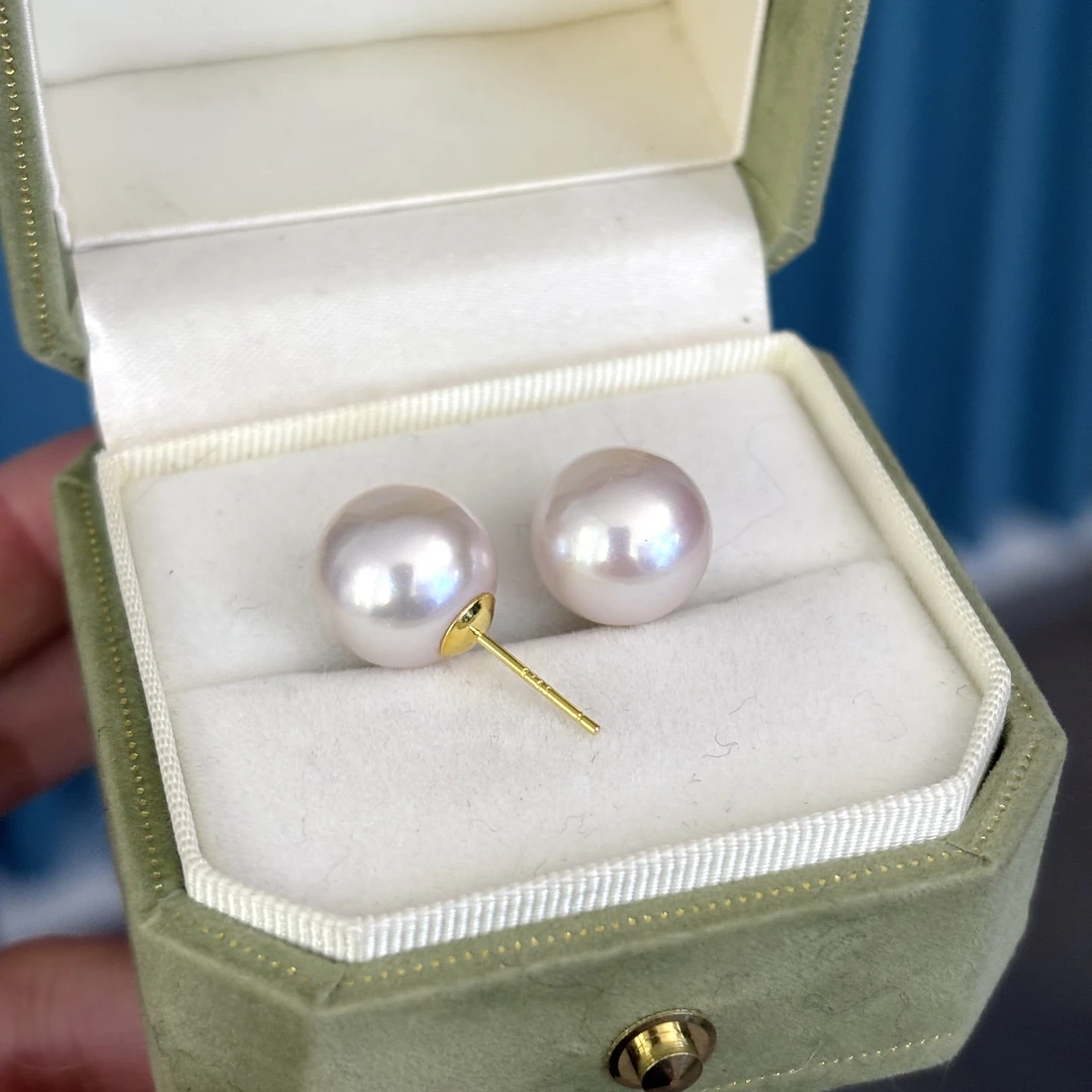 【曼塔玫瑰】12-13mm淡水珍珠耳钉S925银