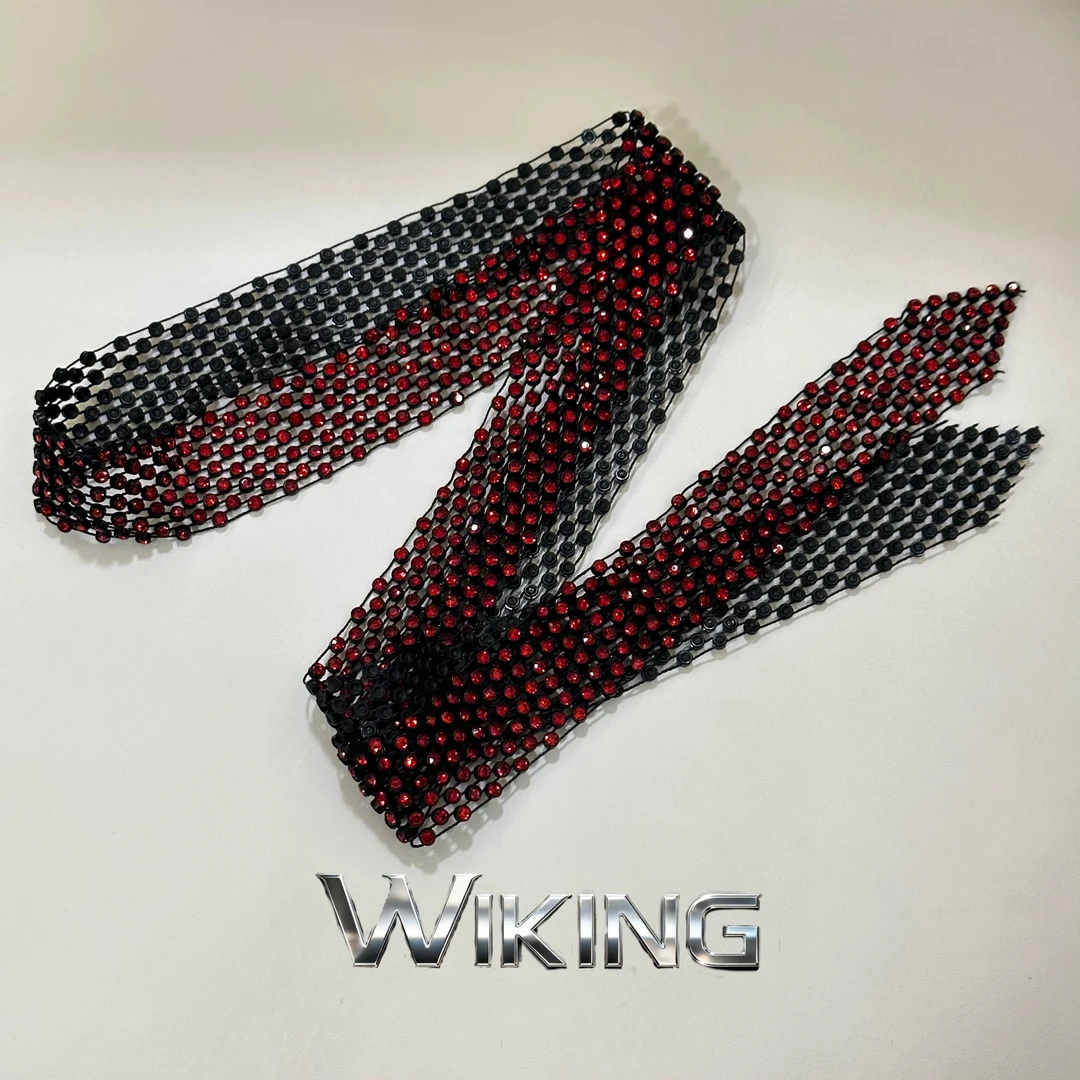 铜项链 王大嘴原创 “红钻领带”奢华黑底满镶红钻领带项链A410