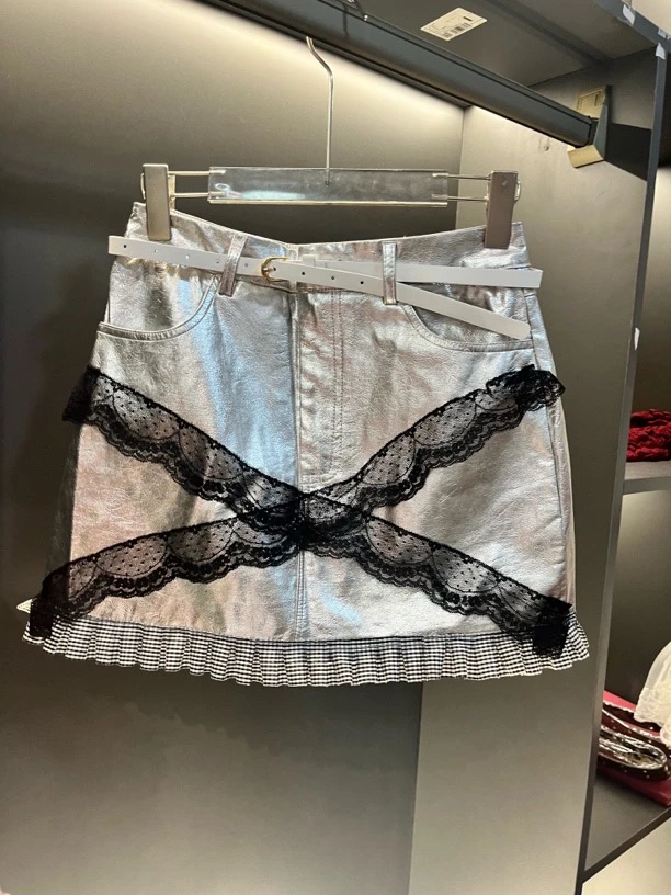 夏季新款甜美减龄蕾丝花边高腰显瘦包臀牛仔半身短裙女