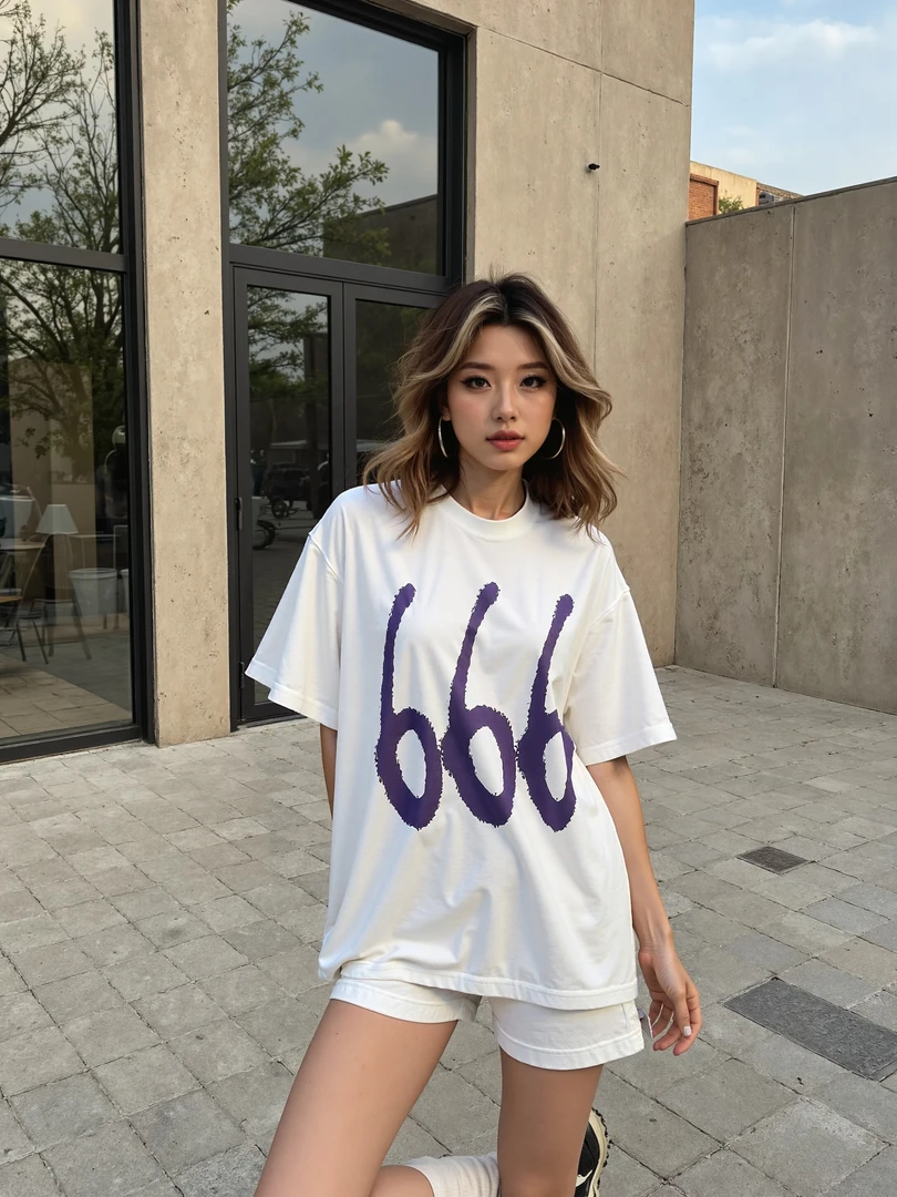 666SHUN夏季666字母印花短袖T恤男女同款美式高街复古休闲半袖体