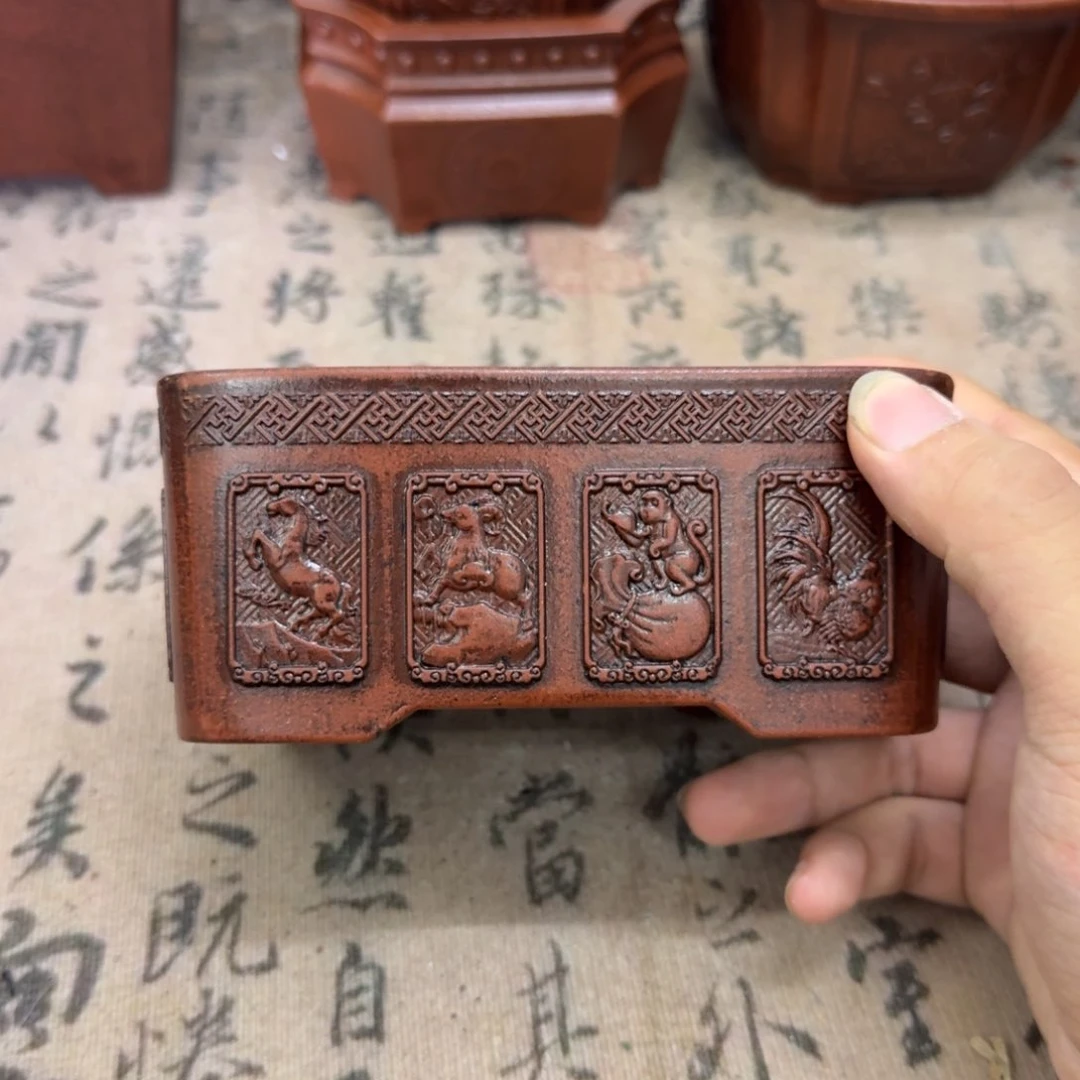 紫砂花盆13.5x9.5x5.5内经紫砂花盆