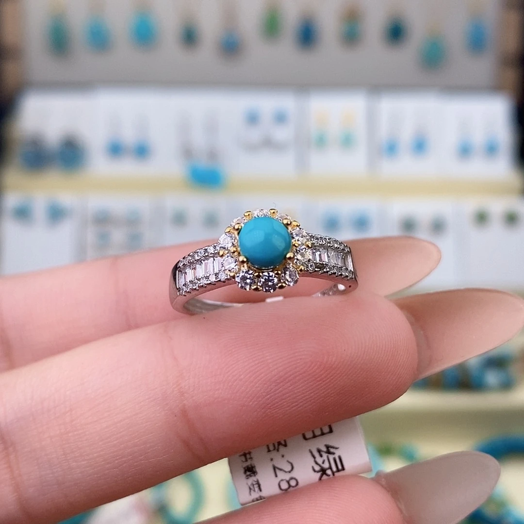 绿松石银S925镶嵌戒指