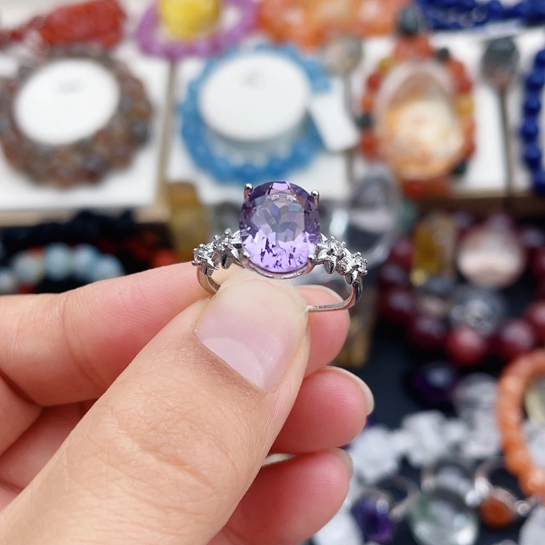 烟晶银S925镶嵌戒指