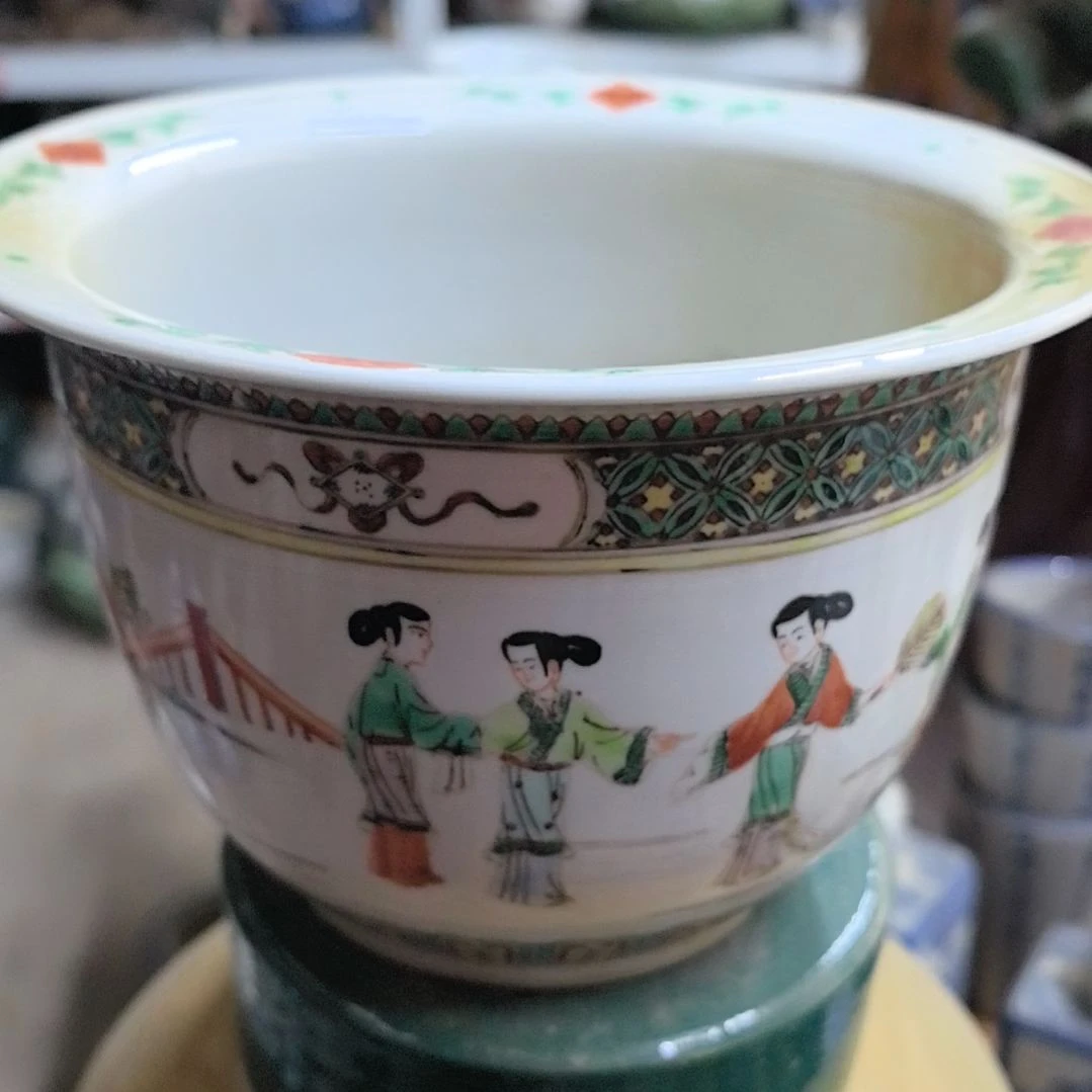 红陶小*粉彩瓷花盆
