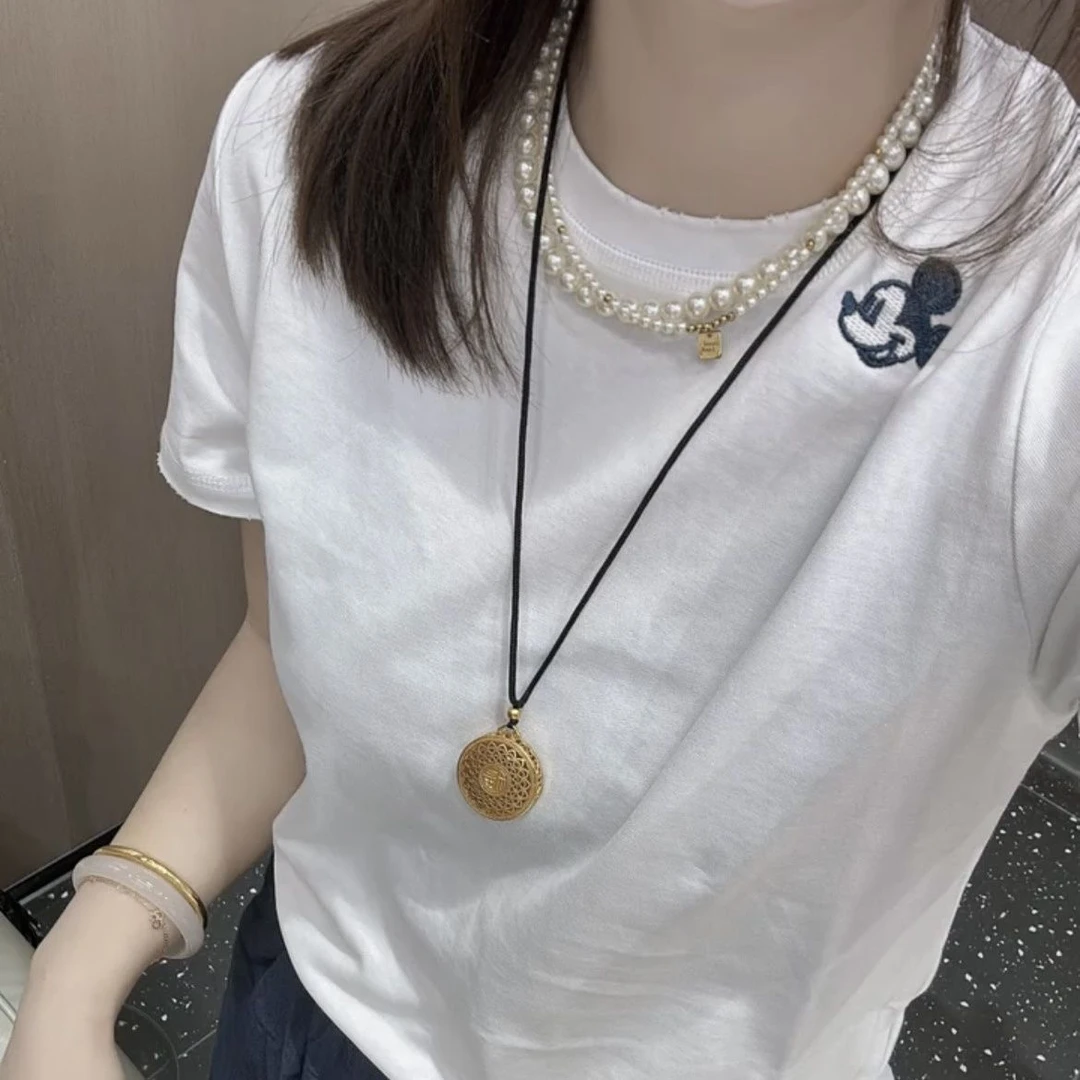 春夏款百搭刺绣米奇图案短袖