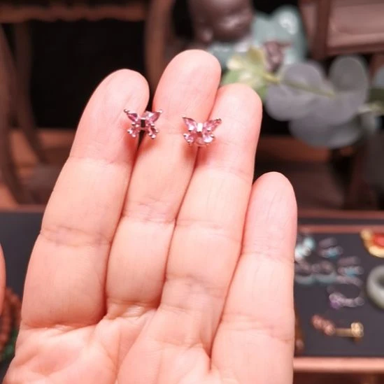 碧玺耳饰银S925镶嵌