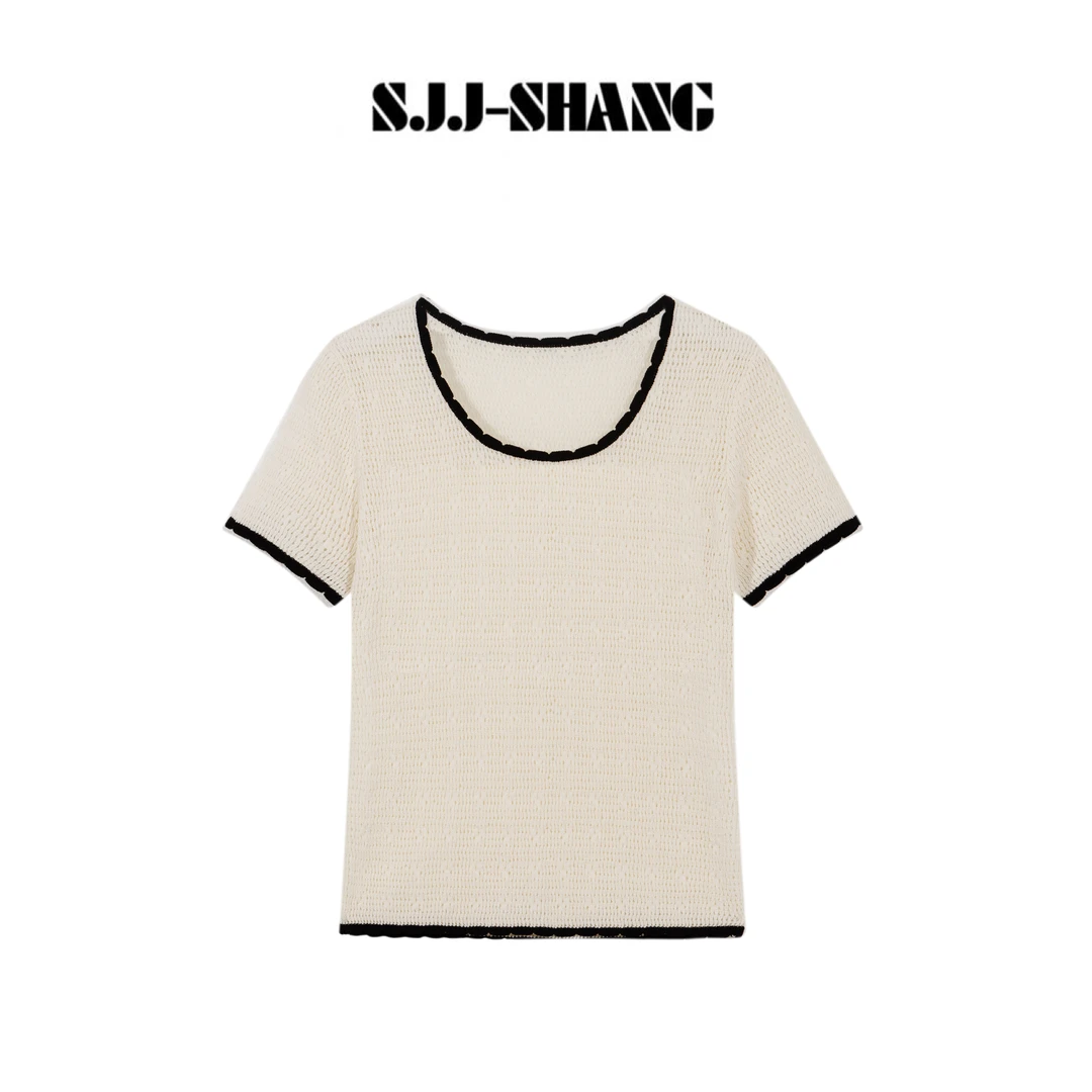 SJJ-SHANG【撞边赛琳】25ss新品天丝+亚麻高级感针织短袖q134394p