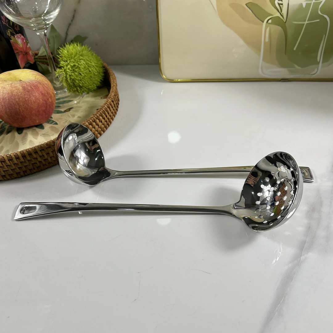 1-035  Chockmen不锈钢火锅汤勺漏勺  柄长约23CM