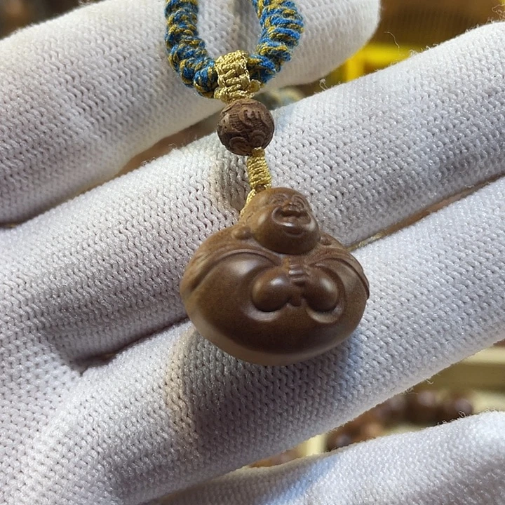 檀香木吊坠老山檀香弥勒佛精工